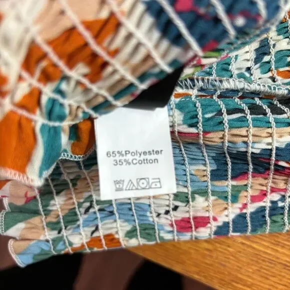 SHEIN Allover Print Ruffle One Shoulder Puff Sleeve Top XL NWOT - Picture 8 of 11